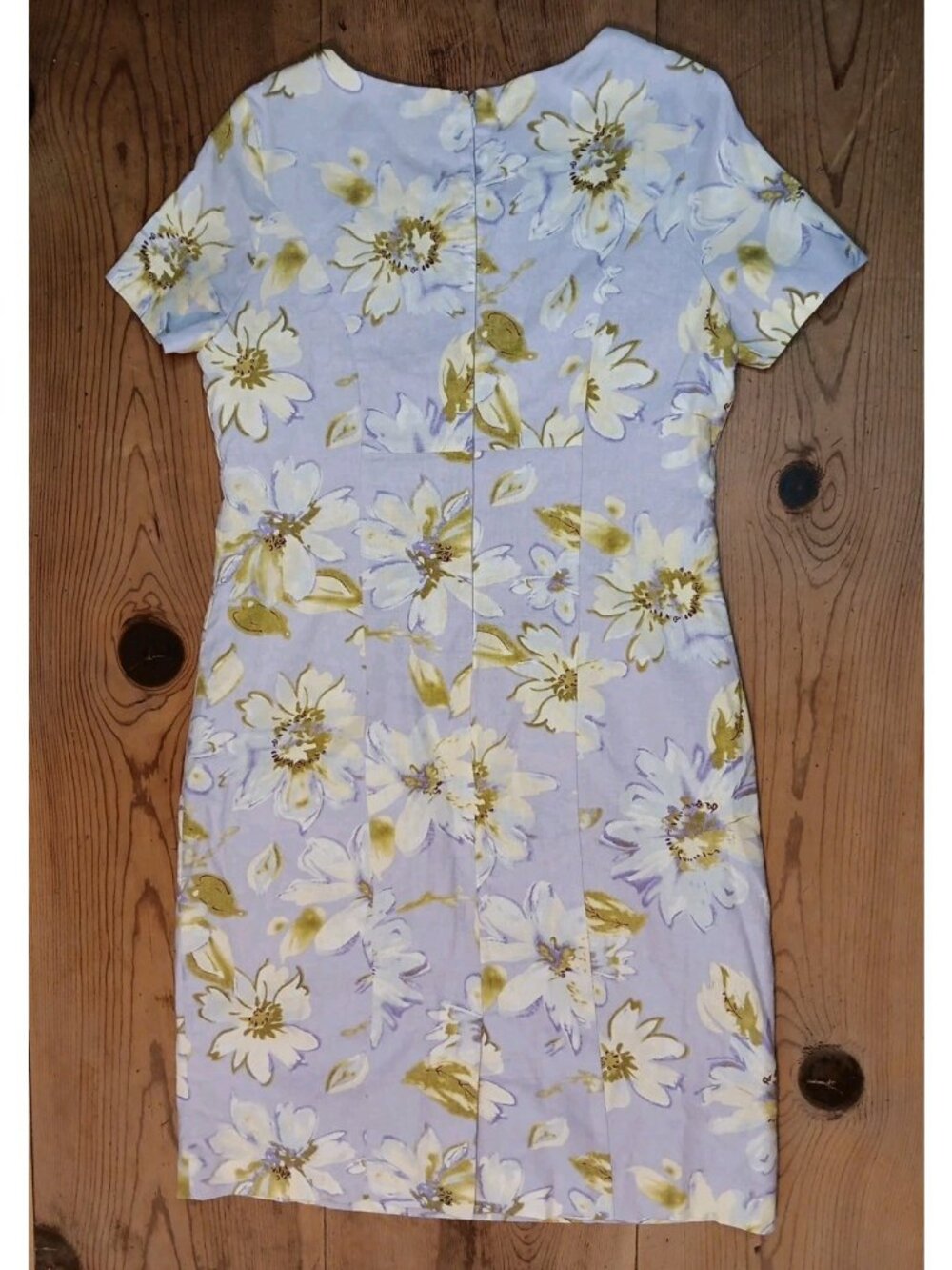 Chadwicks Womens 12 Linen Blend Dress Purple Floral Sheath Lined Knee Length - Picture 6 of 10